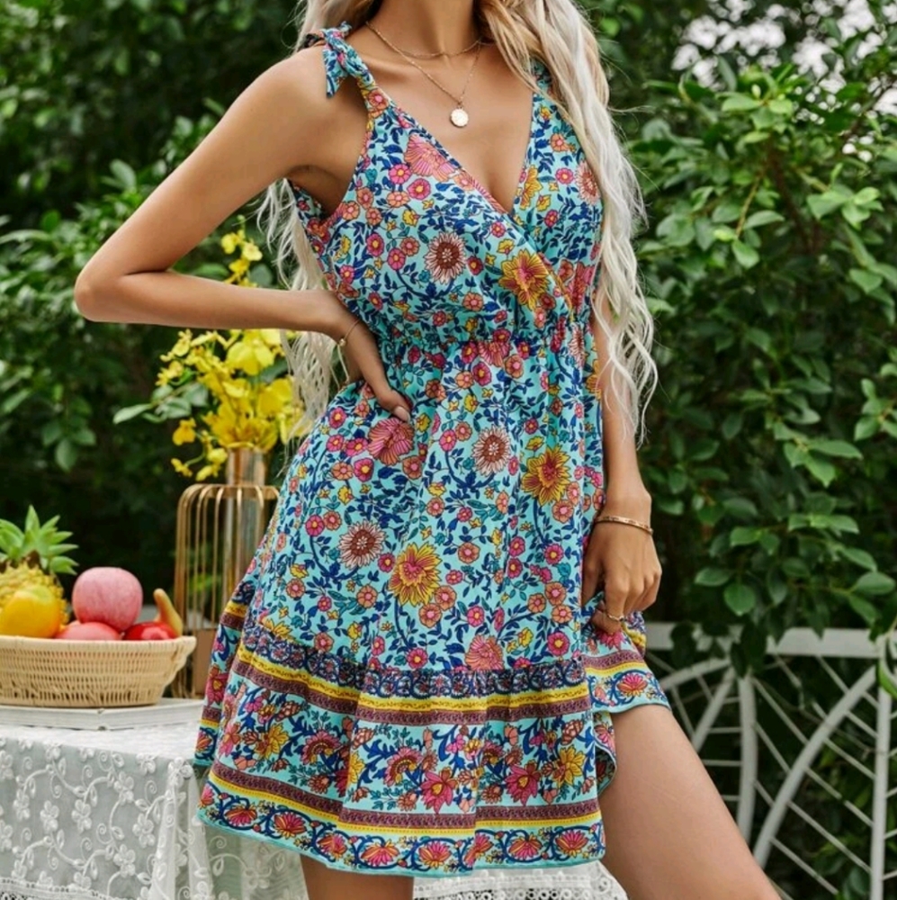 Boho Ruffle Hem Dress - Picture 1 of 6